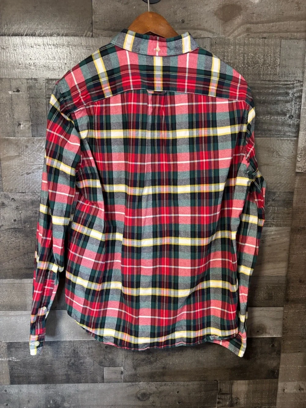 J. Crew Christmas Red and Green Plaid Button-Down Shirt Large